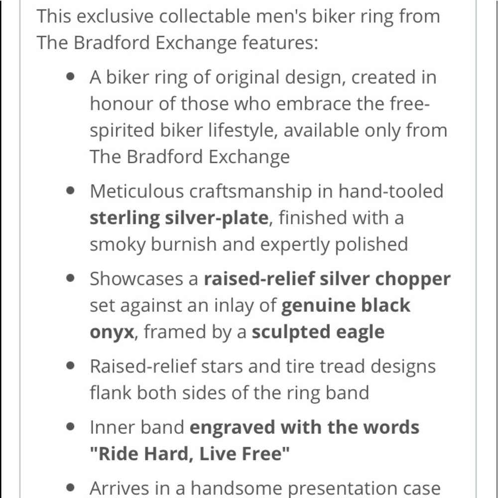 🏍 Silver & Onyx Motorcycle Ring - Picture 5 of 13